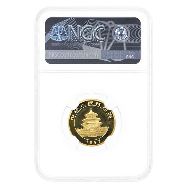 1997 1/4 oz Chinese Gold Panda 25 Yuan Large Date NGC MS 68