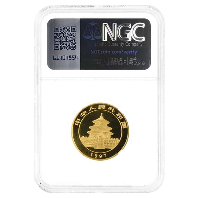 1997 1/2 oz Chinese Gold Panda 50 Yuan Large Date NGC MS 69