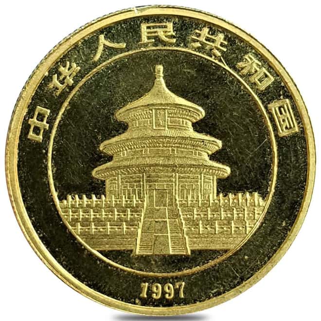 1997 1/2 oz Chinese Gold Panda 50 Yuan Small Date (Ex-Jewelry)