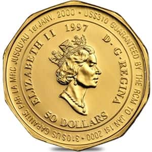 1997 1 oz Canadian Gold Mountie Maple Leaf $50 Coin .9999 Fine BU