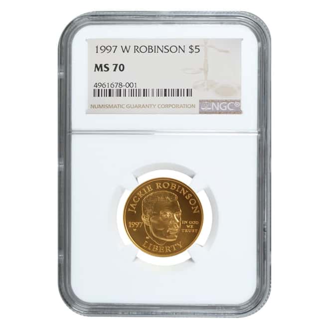 1997 W Gold $5 Commemorative Jackie Robinson NGC MS 70