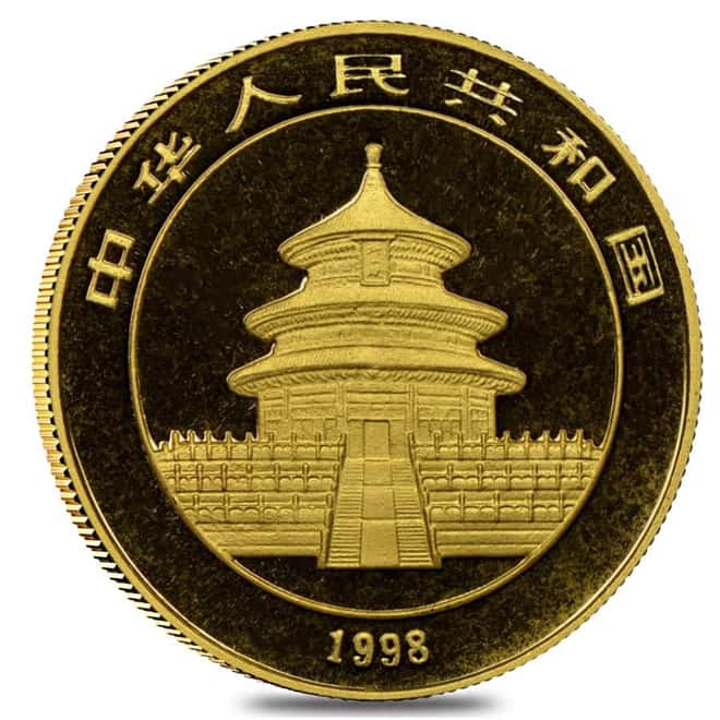1998 1/2 oz Chinese Gold Panda 50 Yuan Small Date BU (Sealed) - Rare