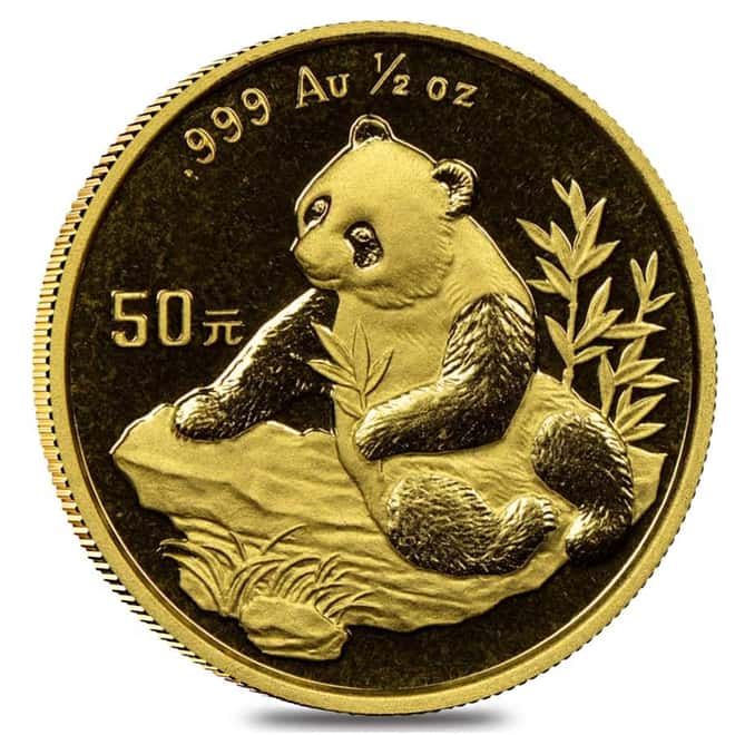 1998 1/2 oz Chinese Gold Panda 50 Yuan Small Date BU (Sealed) - Rare