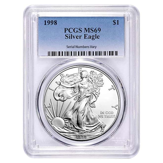 1998 1 oz Silver American Eagle $1 Coin PCGS MS 69