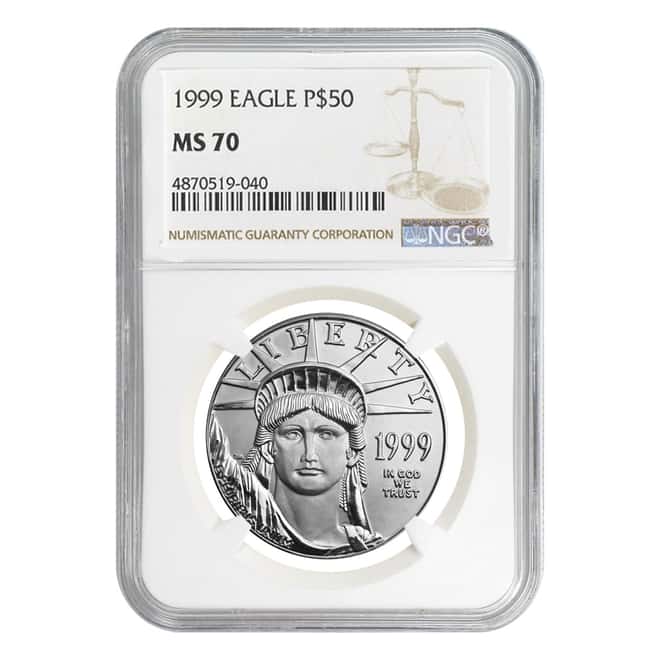 1999 1/2 oz $50 Platinum American Eagle Coin NGC MS 70