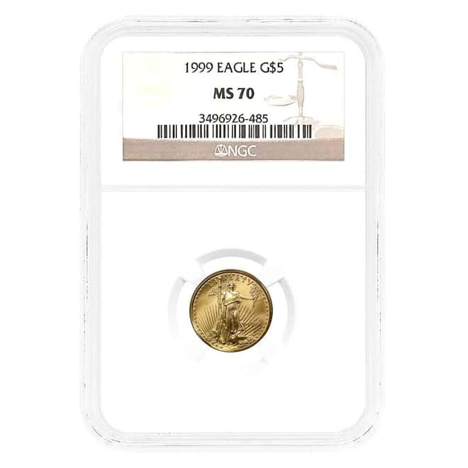 1999 1/10 oz $5 Gold American Eagle NGC MS 70