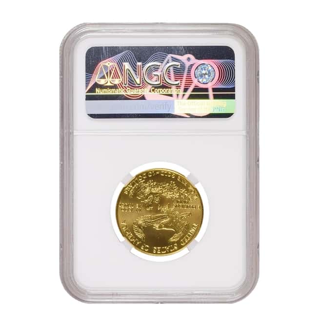 1999 1/4 oz $10 Gold American Eagle NGC MS 69 Mint Error (Obv Struck Thru)
