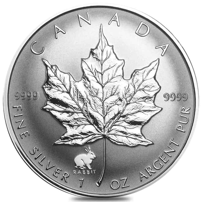 1999 1 oz Canadian Silver Maple Leaf Lunar Rabbit Privy Reverse Proof Coin