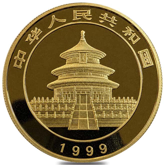 1999 1 oz Chinese Gold Panda 100 Yuan .999 Fine BU