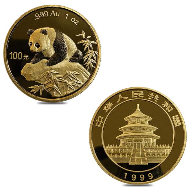 1999 1 oz Chinese Gold Panda 100 Yuan .999 Fine BU