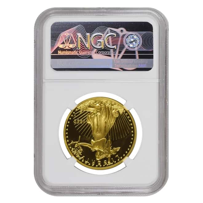 1999 W 1 oz $50 Proof Gold American Eagle NGC PF 69 UCAM Mint Error (Rev Struck Thru)