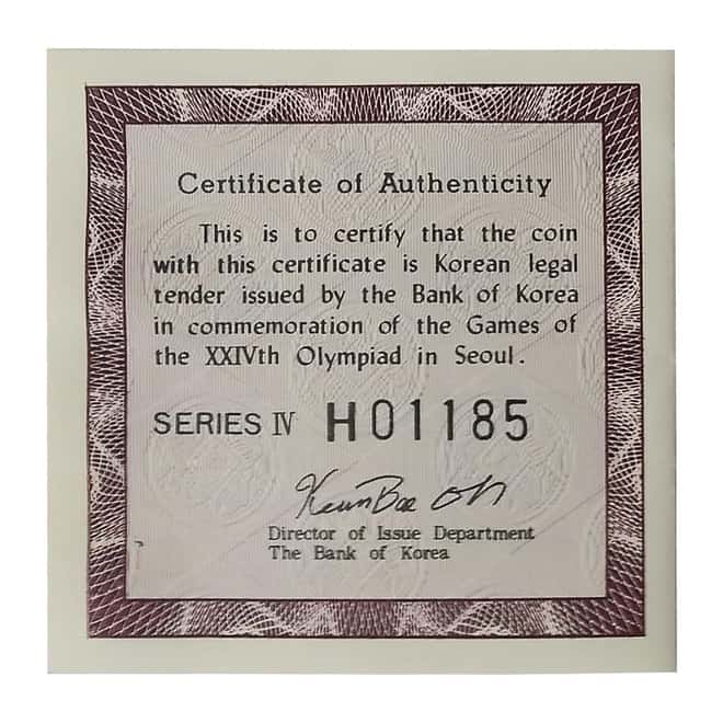 1988 1/2 oz Silver Korea Seoul Olympics Boys Spinning Top 5000 Won Commemorative Coin (w/Box & COA)