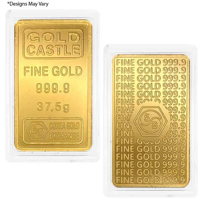1.2057 oz 1 Tael Gold Biscuit Bar .999+ Fine Gold (Random Design)