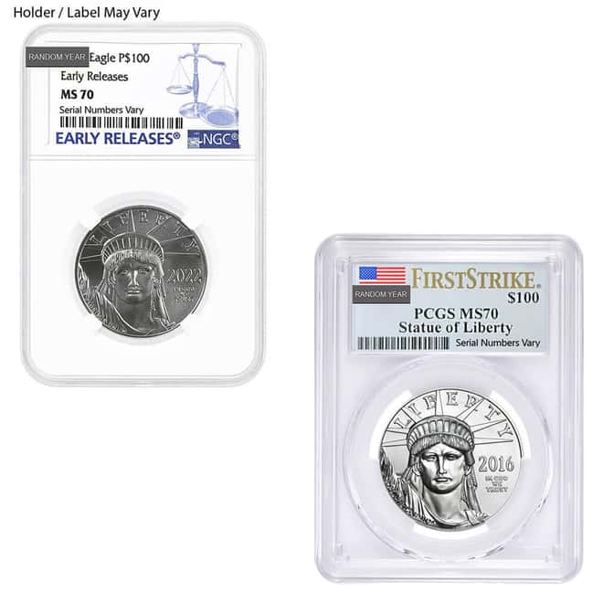 1 oz $100 Platinum American Eagle NGC / PCGS MS 70 (Random Year)