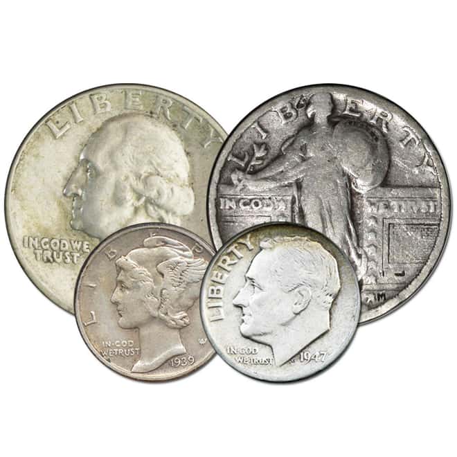 $500 Face Value - 90% Mixed Silver Coins (Quarters, Half Dollars or Dimes)