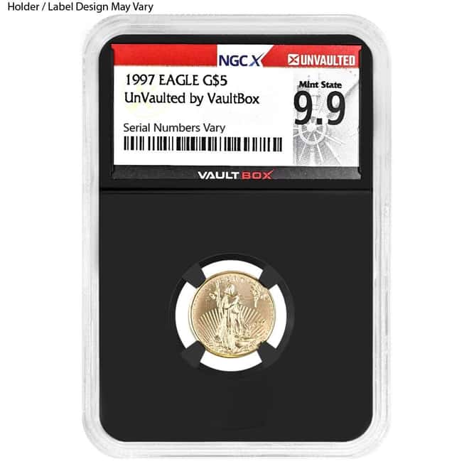 1/10 oz $5 Gold American Eagle NGCX MS 9.9 (Random Year)