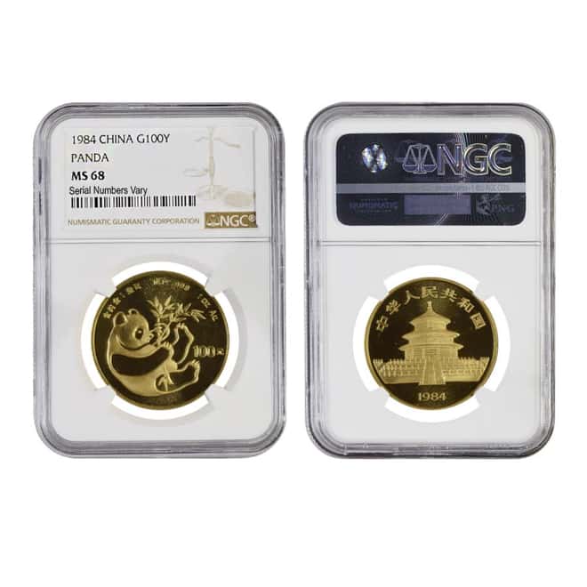 1984 1.9 oz China Gold Panda 5-Coin Set NGC MS 67/68