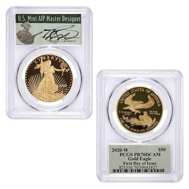 2020-W 1.85 oz Proof Gold American Eagle 4-Coin Set PCGS PF 70 DCAM FDOI (Thomas S. Cleveland)