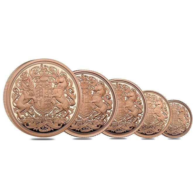 2022 UK Proof Gold Sovereign 5-Coin Set - Queen Elizabeth II Memorial (w/Box & COA)