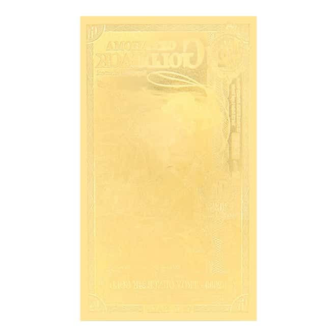 Pack of 100 - 1/2 Oklahoma Goldback 1/2000 oz 24K Gold Foil Aurum Note