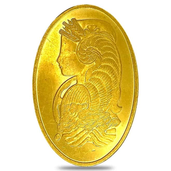 1/2 oz Gold PAMP Suisse Lady Fortuna Oval Bar Scruffy .9999 Fine