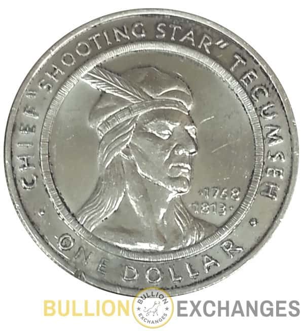 2002 1 oz Chief "Shooting Star" Tecumseh Silver Dollar Coin