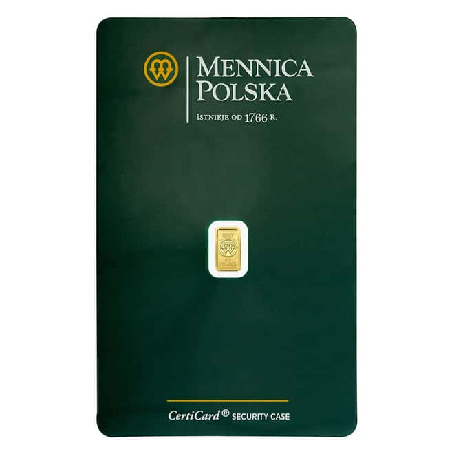 1/4 Gram Mint of Poland Gold Bar .9999 Fine (in Assay)