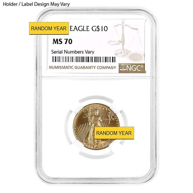 1/4 oz $10 Gold American Eagle NGC MS 70 (Random Year)