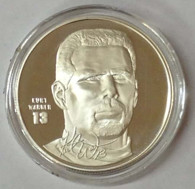 Kurt Warner Highland Mint 1 oz .999 Fine Silver Limited Edition Commemorative Medallion w/ COA