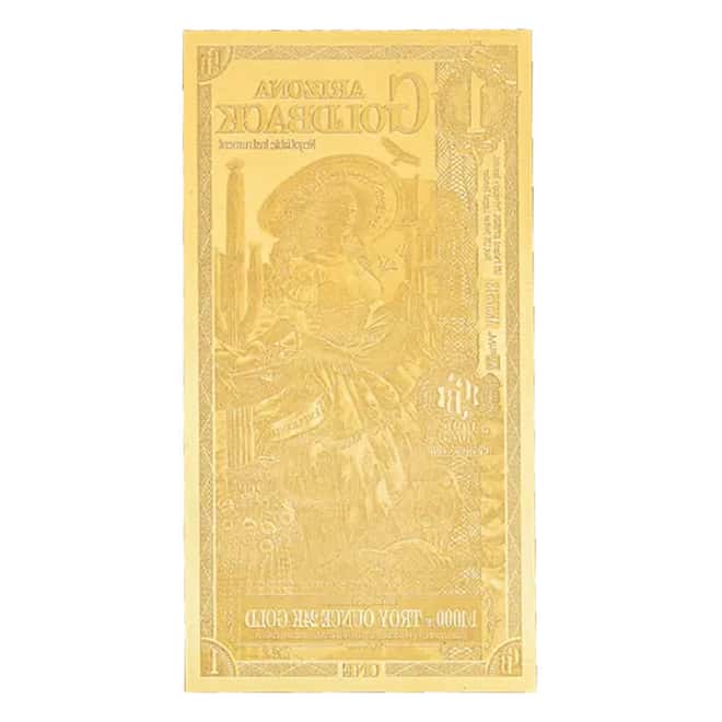 1 Arizona Goldback 1/1000 oz 24K Gold Foil Aurum Note