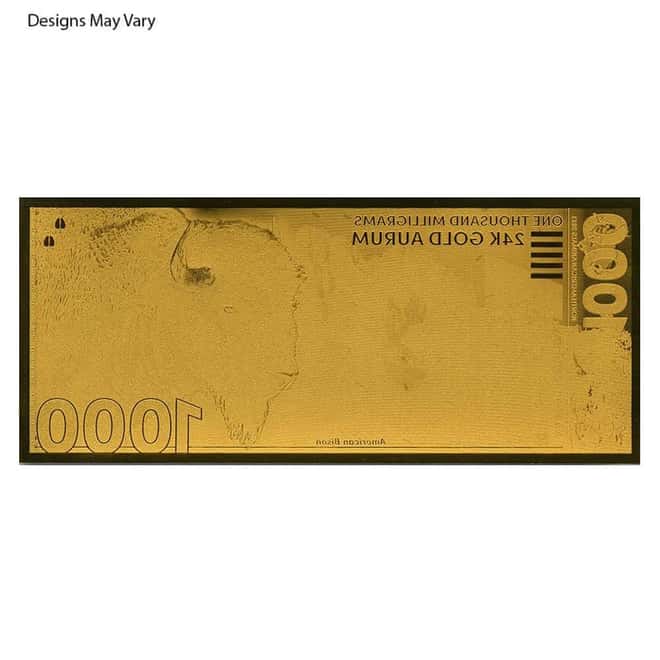 1 Gram 24K Gold Aurum Note - 1,000 Milligrams American Bison