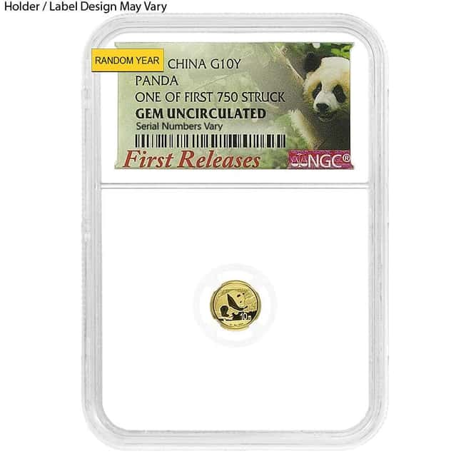1 Gram Chinese Gold Panda NGC Gem Unc (Random Year)
