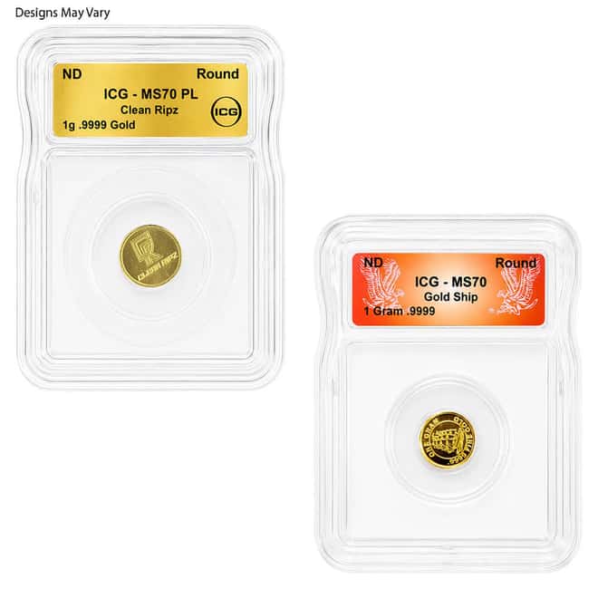 1 Gram Generic Gold Round ICG MS/PF 70