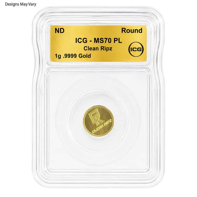 1 Gram Generic Gold Round ICG MS/PF 70