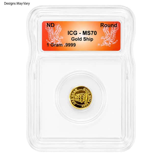 1 Gram Generic Gold Round ICG MS/PF 70