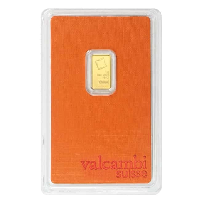 1 gram Gold Bar Valcambi Suisse .9999 Fine (In Assay)