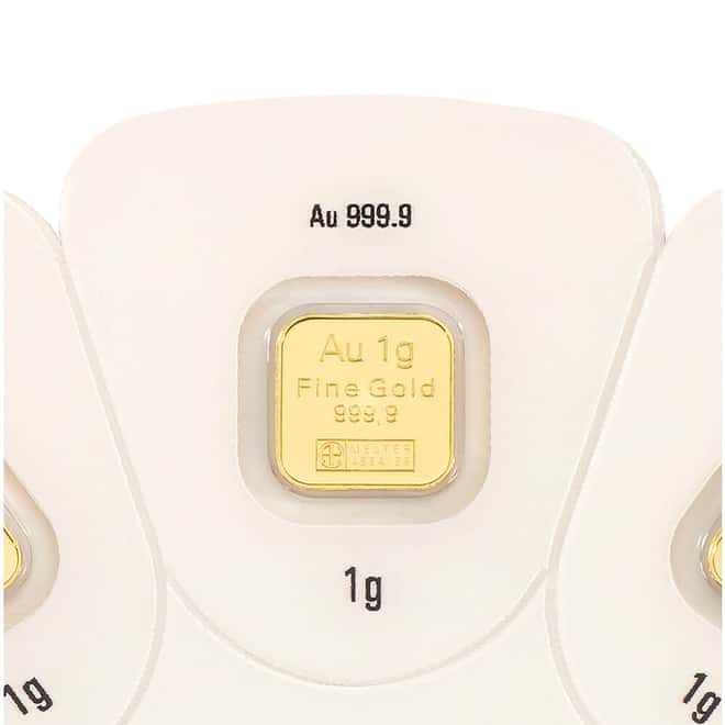 1 Gram Goldseed Argor Heraeus Gold Bar .9999 Fine (in Assay)