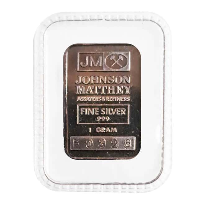 1 Gram Johnson Matthey Silver Bar .999 Fine