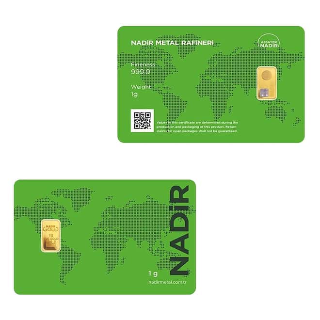 1 gram Nadir Refinery Gold Bar .9999 Fine (In Assay)