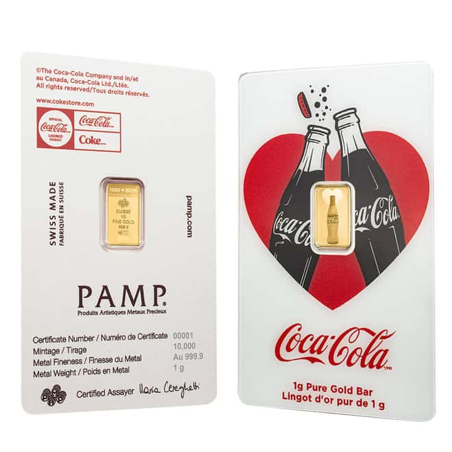 1 Gram PAMP Suisse Coca-Cola® Valentine’s Day Gold Bar (in Assay)