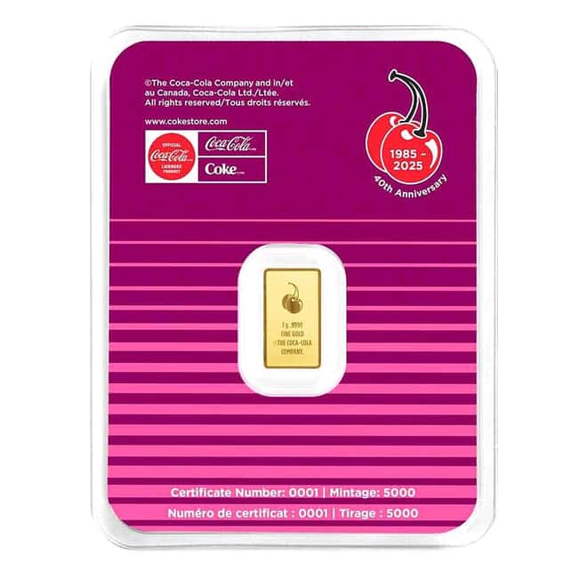 1 Gram PAMP Suisse Coca-Cola® Cherry Coke Gold Bar 40th Ann. (in TEP)