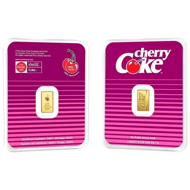 1 Gram PAMP Suisse Coca-Cola® Cherry Coke Gold Bar 40th Ann. (in TEP)