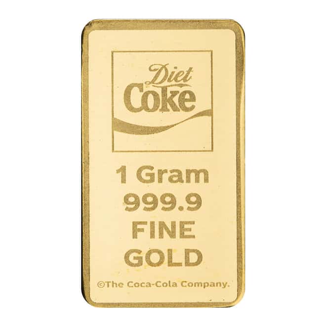 Box of 20 - 1 Gram PAMP Suisse Diet Coke® Gold Bar .9999 Fine (in TEP)