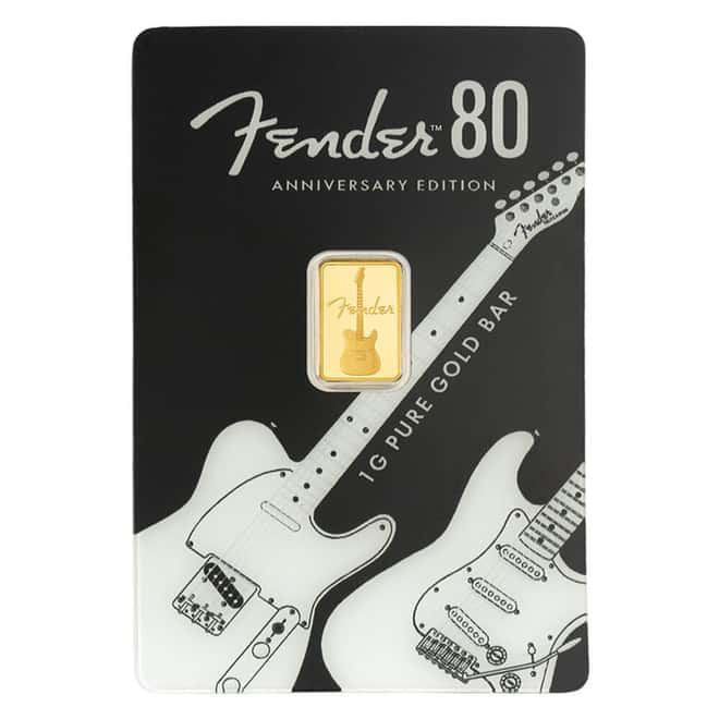 1 Gram PAMP Suisse Fender® 80th Ann. Gold Bar .9999 (in Assay)