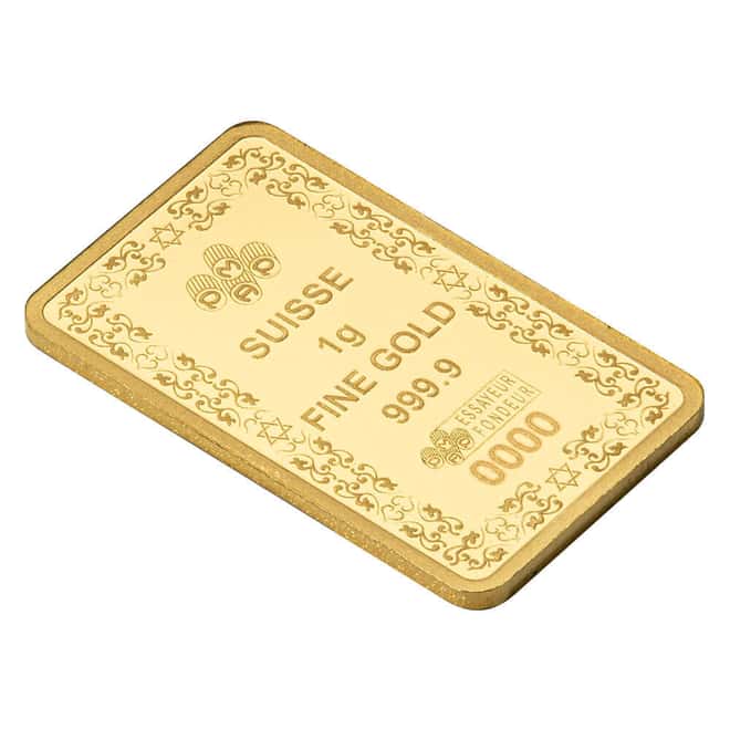 Box of 25 - 1 Gram PAMP Suisse Star of David Gold Bar .9999 Fine (in Assay)
