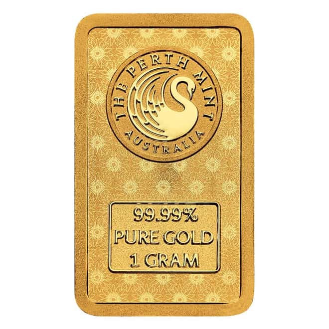 Box of 25 - 1 Gram Perth Mint Diwali Lakshmi Gold Bar .9999 Fine (in Assay)