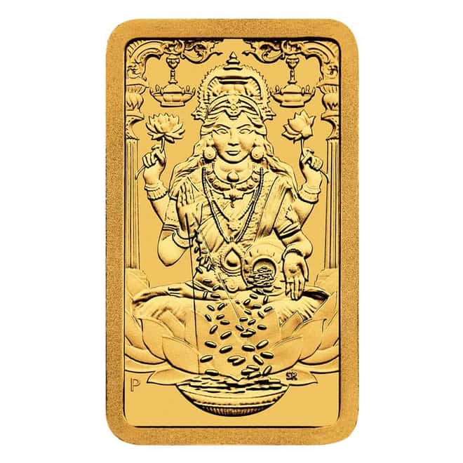 1 Gram Perth Mint Diwali Lakshmi Gold Bar .9999 Fine (in Assay)