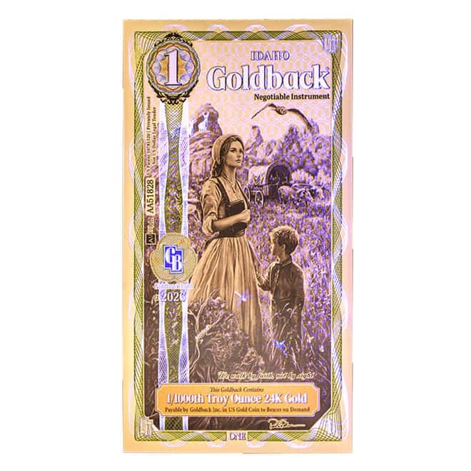 1 Idaho Goldback 1/1000 oz 24K Gold Foil Aurum Note