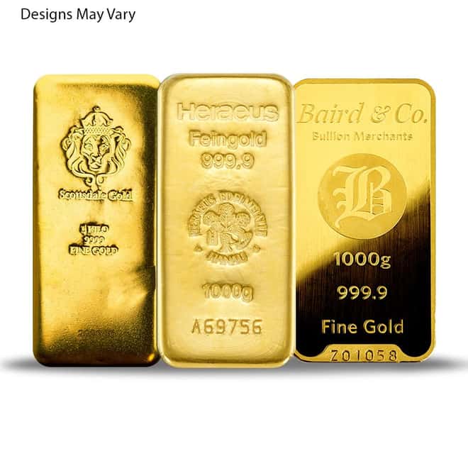 1 Kilo (32.15 oz) Generic Gold Bar .999+ Fine (Secondary Market)