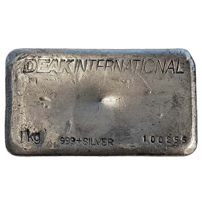 1 Kilo Deak International Vintage Silver Bar .999+ Fine